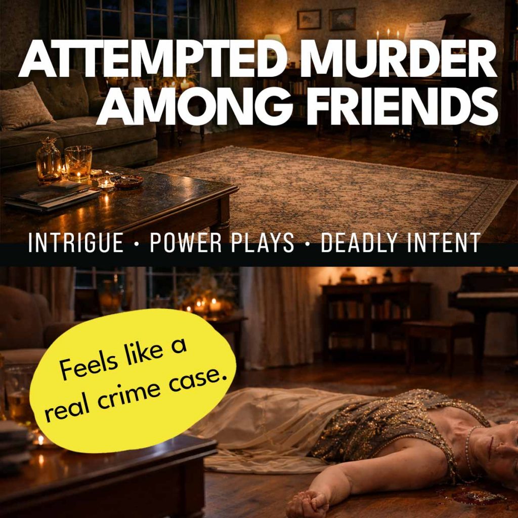 ATTEMPTED MURDER : The Hostess : Friends, Secrets & a Deadly Poisoning : Beginner Murder Mystery Game – Detail 1